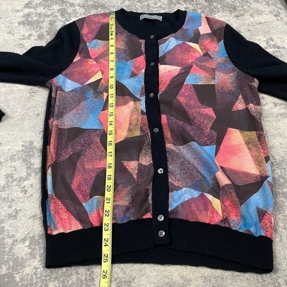 Neiman Marcus The Cashmere Collection Silk Cashmere Abstract Cardigan Black M - Picture 6 of 12